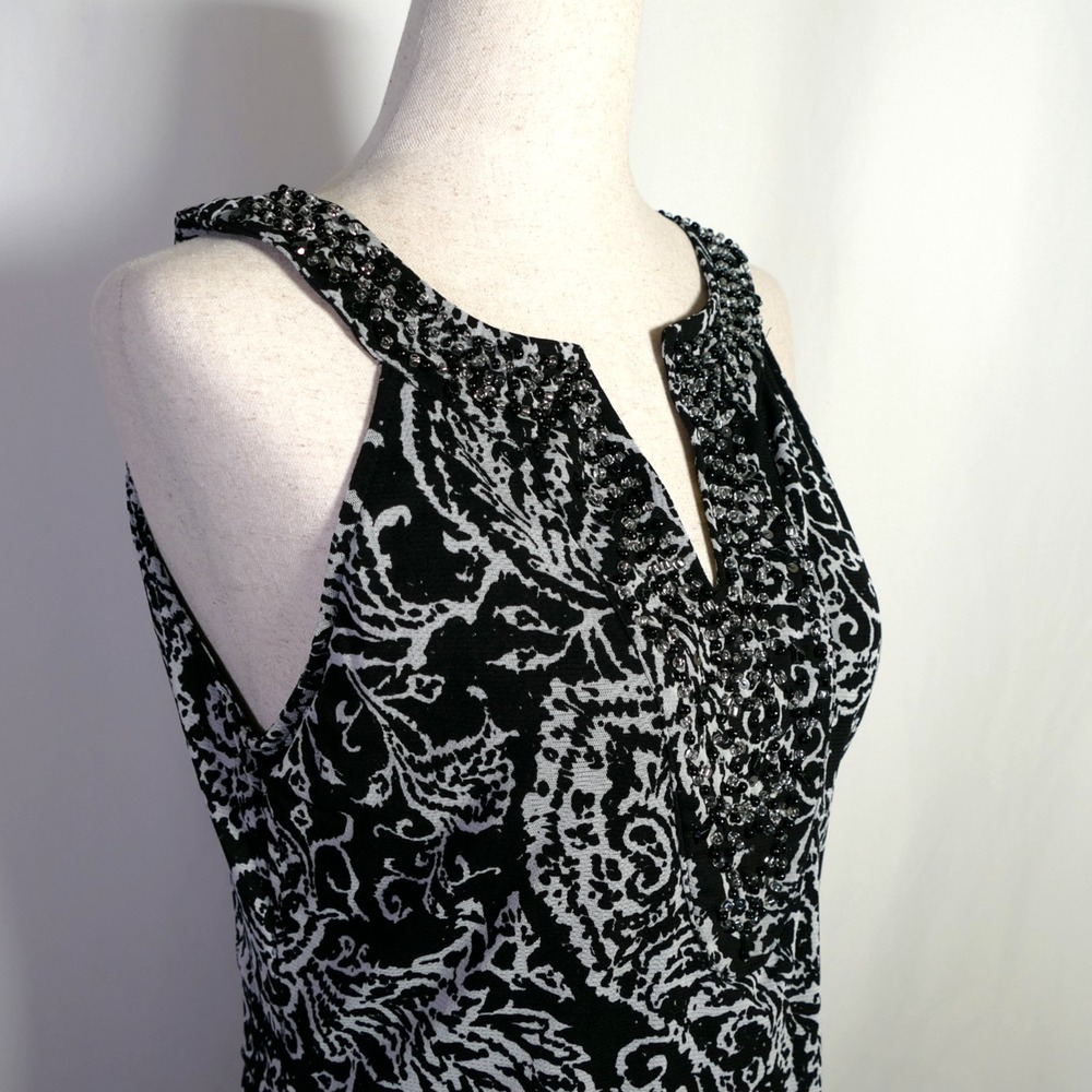 INC Womens Fairy Grunge Beaded Paisley Top Size M Petite Artsy Whimsical Office